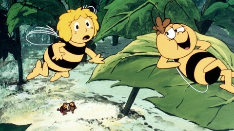 Symbolbild für Filme und Serien, von denen man einen Ohrwurm bekommt: Biene Maja und Willi unterhalten sich.