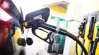 Auto wird betankt. In Nachbarländern von Deutschland sind die Spritpreise teils niedriger.